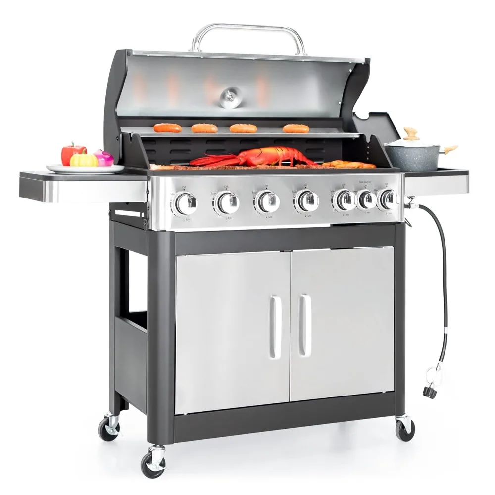 6-Burner Propane Gas BBQ Grill with Side Burner & Porcelain-Enameled Cast Iron Grate, Customized
6-Burner Propane Gas BBQ Grill with Side Burner & Porcelain-Enameled Cast Iron Grate, Customized