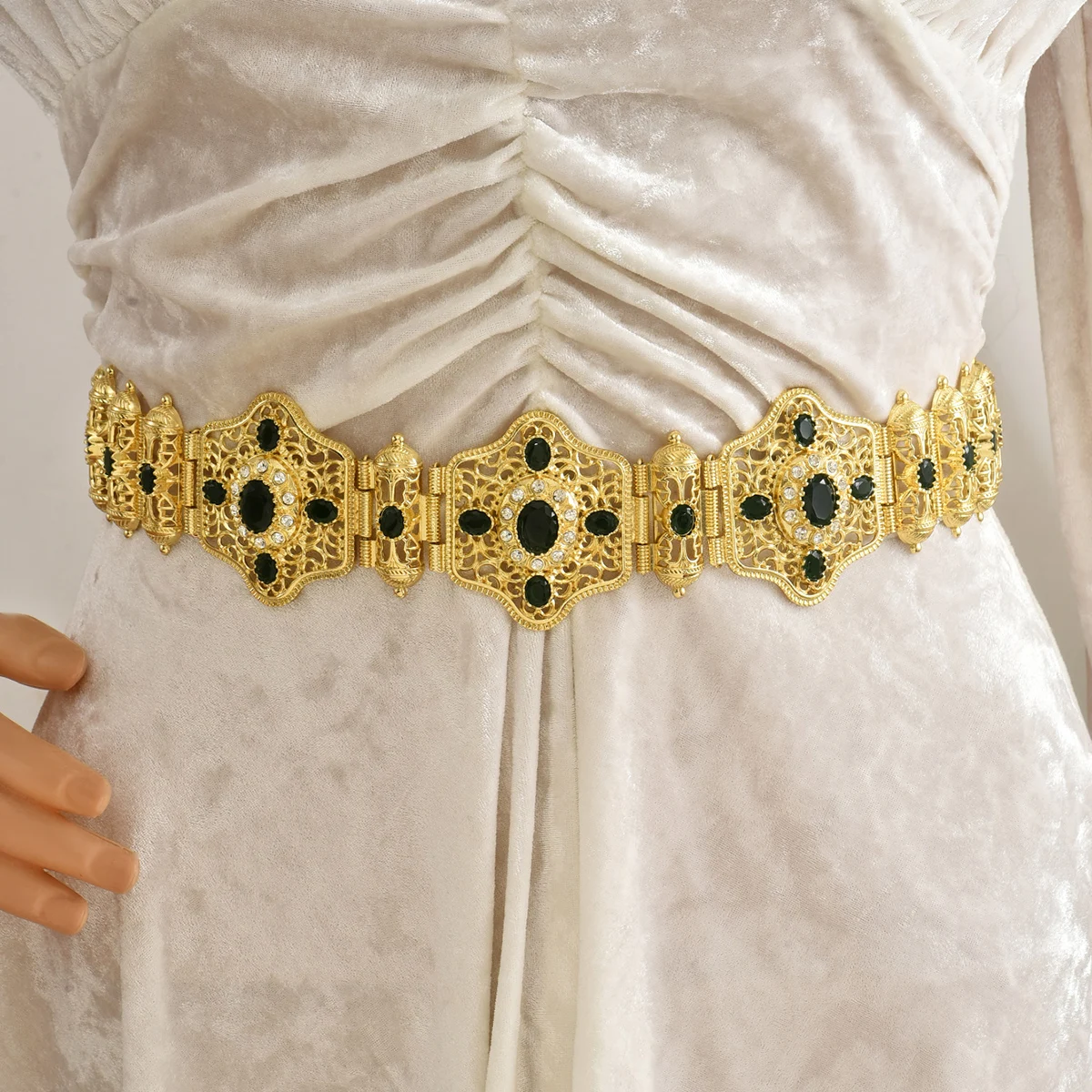 Moroccan Golden Waist Belt Crystal Hollow Out Filigree Adjustable Cord for Wedding Abaya Party
Moroccan Golden Waist Belt Crystal Hollow Out Filigree Adjustable Cord for Wedding Abaya Party