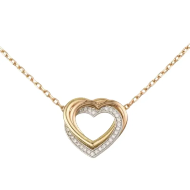 Three-Tone Interlocking Heart Pendant Necklace with Diamond Pavé
Three-Tone Interlocking Heart Pendant Necklace with Diamond Pavé