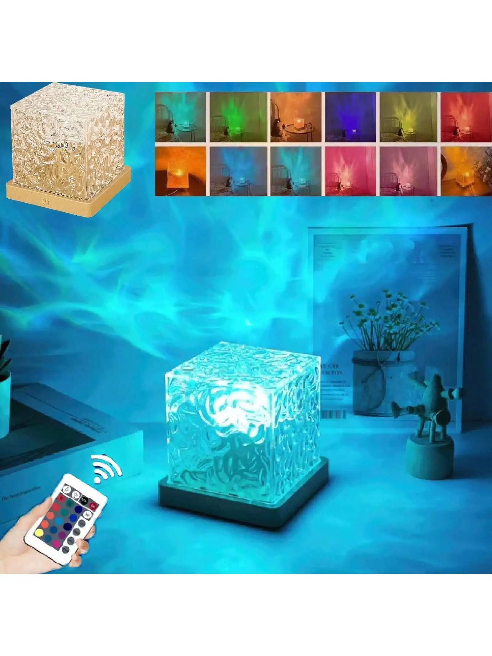 1pc Creative Design Square Water Ripple Atmosphere Light, 16 Colors Gradual Rotating Flame Aurora Dynamic Lights,Upgrade Rechargeable, Northern Aurora Projection Light, Ocean Lamp With Remote Control For Office Bar Restaurant Bedroom Underwater Projector
1pc Creative Design Square Water Ripple Atmosphere Light, 16 Colors Gradual Rotating Flame Aurora Dynamic Lights,Upgrade Rechargeable, Northern Aurora Projection Light, Ocean Lamp With Remote Control For Office Bar Restaurant Bedroom Underwater Projector