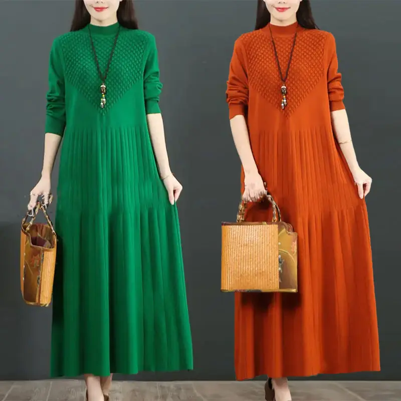 Women Autumn Winter Fashion Oversize Dress 2023 New Half High Collar Pattern Folds Female Long Pullover Sweater Top Quality
Women Autumn Winter Fashion Oversize Dress 2023 New Half High Collar Pattern Folds Female Long Pullover Sweater Top Quality