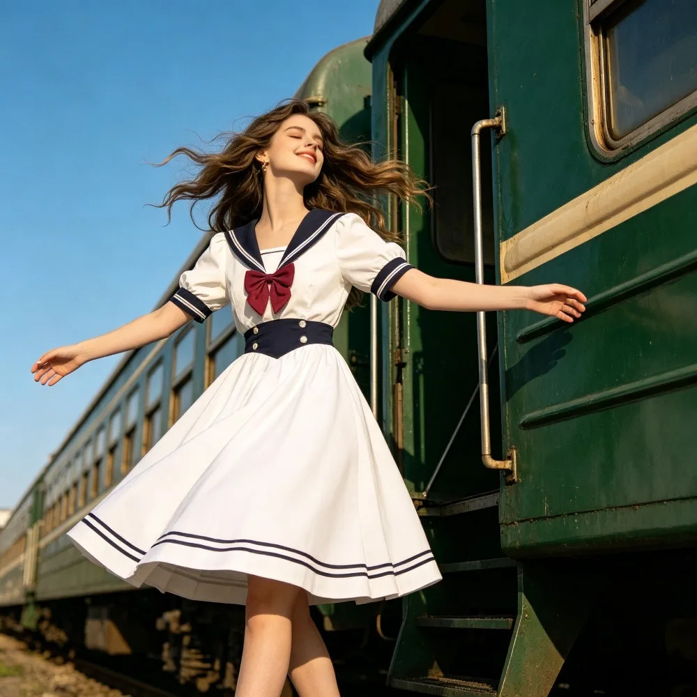 Navy Collar High Waist JK A-Line Midi Dress,Summer School Uniform for Student,Daily Campus Outfit for Casual Wear&Anime Cosplay
Navy Collar High Waist JK A-Line Midi Dress,Summer School Uniform for Student,Daily Campus Outfit for Casual Wear&Anime Cosplay
