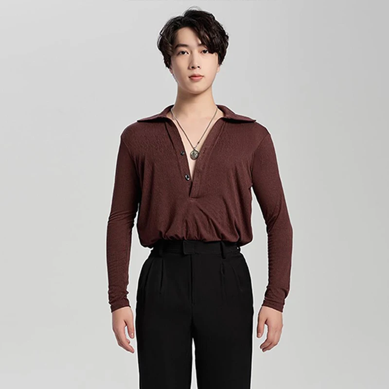 2025 New Latin Dance Tops For Mens Standard Competition Uniform Brown V-Neck Long Sleeves Shirt Ballroom Practice Wear VBH1384
2025 New Latin Dance Tops For Mens Standard Competition Uniform Brown V-Neck Long Sleeves Shirt Ballroom Practice Wear VBH1384