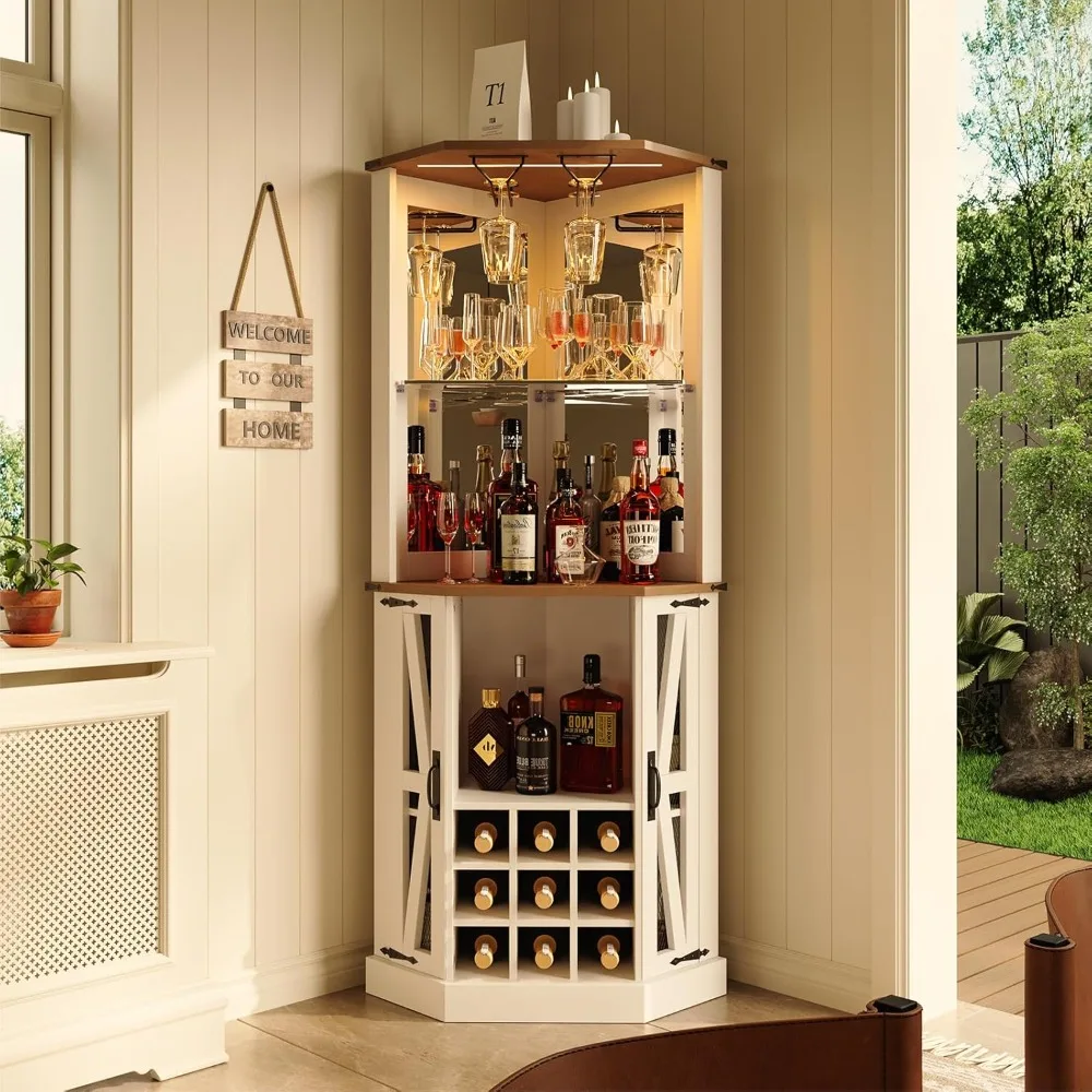 Corner Bar Cabinet,72 "Tall Wine Bar Cabinet w/LED Lights & Glass Rack,Wine Cabinet,Coffee Station and Microwave Stand.
Corner Bar Cabinet,72 "Tall Wine Bar Cabinet w/LED Lights & Glass Rack,Wine Cabinet,Coffee Station and Microwave Stand.