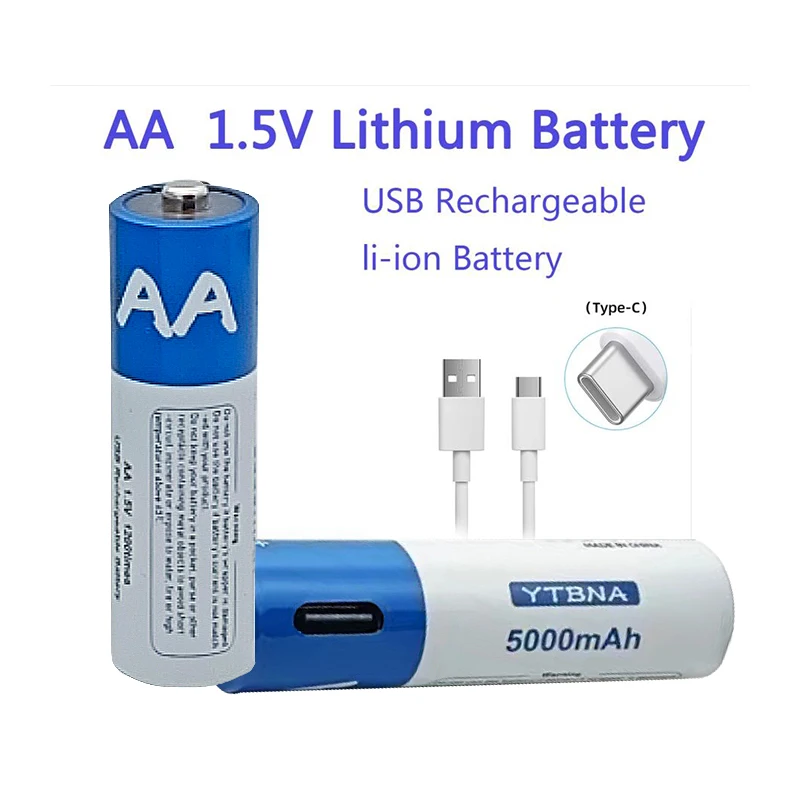New AA USB Rechargeable Li ion Battery 1.5V AA 5000mah Large Capacity AA Battery Watch For Toys MP3 Player Thermometer Keyboard
New AA USB Rechargeable Li ion Battery 1.5V AA 5000mah Large Capacity AA Battery Watch For Toys MP3 Player Thermometer Keyboard
