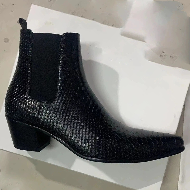 Factory Men Genuine Leather Slip On 6cm High Heel Serpentine Chelsea Men Boots Slim Fit Quality Handmade Booties
Factory Men Genuine Leather Slip On 6cm High Heel Serpentine Chelsea Men Boots Slim Fit Quality Handmade Booties