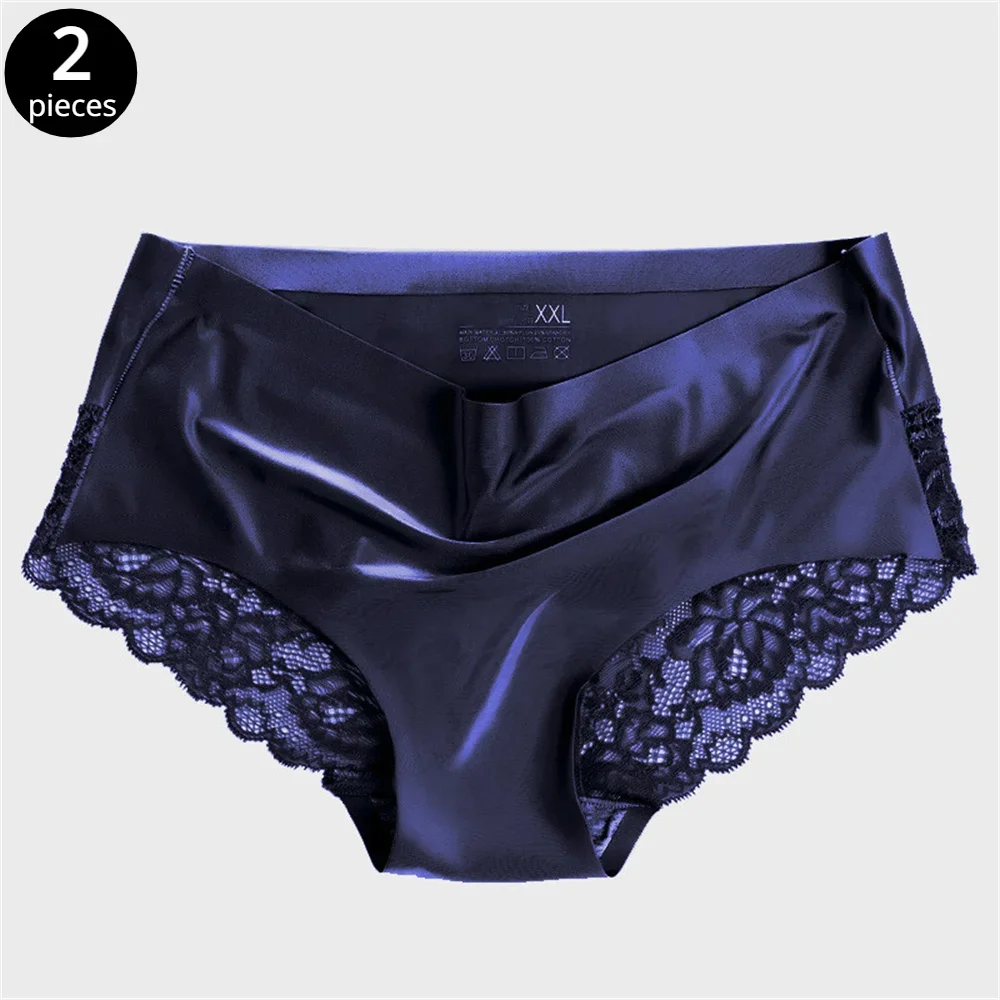 2pcs Satin Seamless Women Underwear Sexy Lace Hollow Out Briefs Thin Breathable Elastic Ladies Panties Solid Color Plus Size
2pcs Satin Seamless Women Underwear Sexy Lace Hollow Out Briefs Thin Breathable Elastic Ladies Panties Solid Color Plus Size