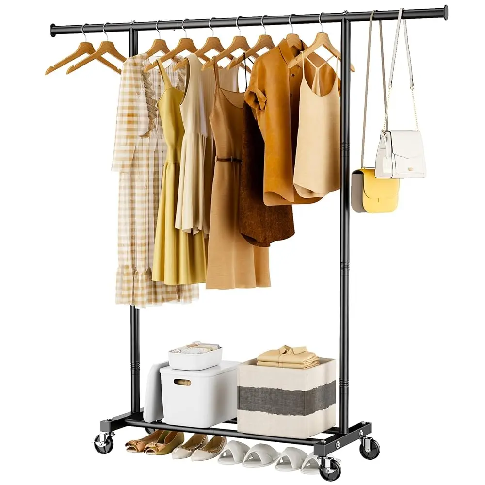 Clothing Racks For Hanging Clothes: Coat Rolling Garment Ra With Wheels Shelves Closet Portable Wardrobe Metal Sturdy Cloth Ra
Clothing Racks For Hanging Clothes: Coat Rolling Garment Ra With Wheels Shelves Closet Portable Wardrobe Metal Sturdy Cloth Ra