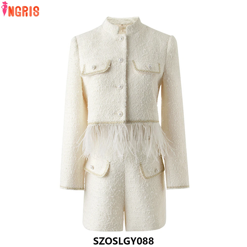 New autumn design women's pearl button feather tassel casual women shorts suit set 2 pieces-SZOSLGY088
New autumn design women's pearl button feather tassel casual women shorts suit set 2 pieces-SZOSLGY088