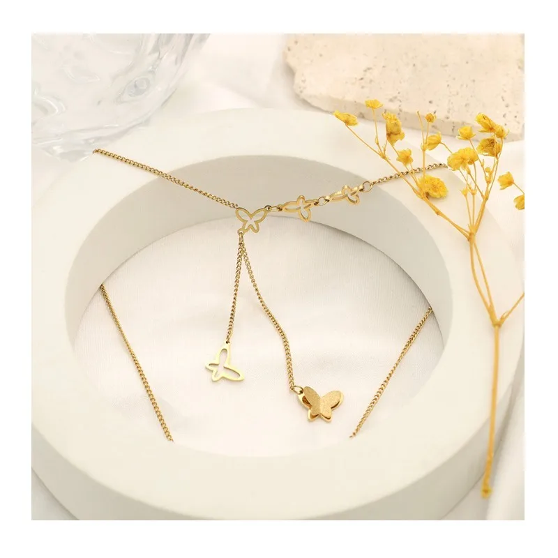 Jewelry Gold Niche Light Luxury High-end Clavicle Chain Xiaoxiang Stainless Steel Fringed Butterfly Necklace for Girls
Jewelry Gold Niche Light Luxury High-end Clavicle Chain Xiaoxiang Stainless Steel Fringed Butterfly Necklace for Girls