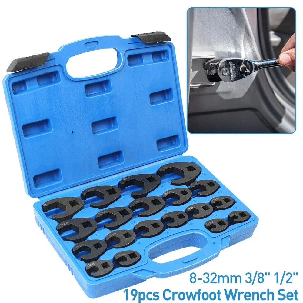 19Pcs Steel Drive Crowfoot Wrench Metric Kits 8-32mm Flare Nut Wrench Set Tools Maximum Torque Rust Resistance Better Leverage
19Pcs Steel Drive Crowfoot Wrench Metric Kits 8-32mm Flare Nut Wrench Set Tools Maximum Torque Rust Resistance Better Leverage