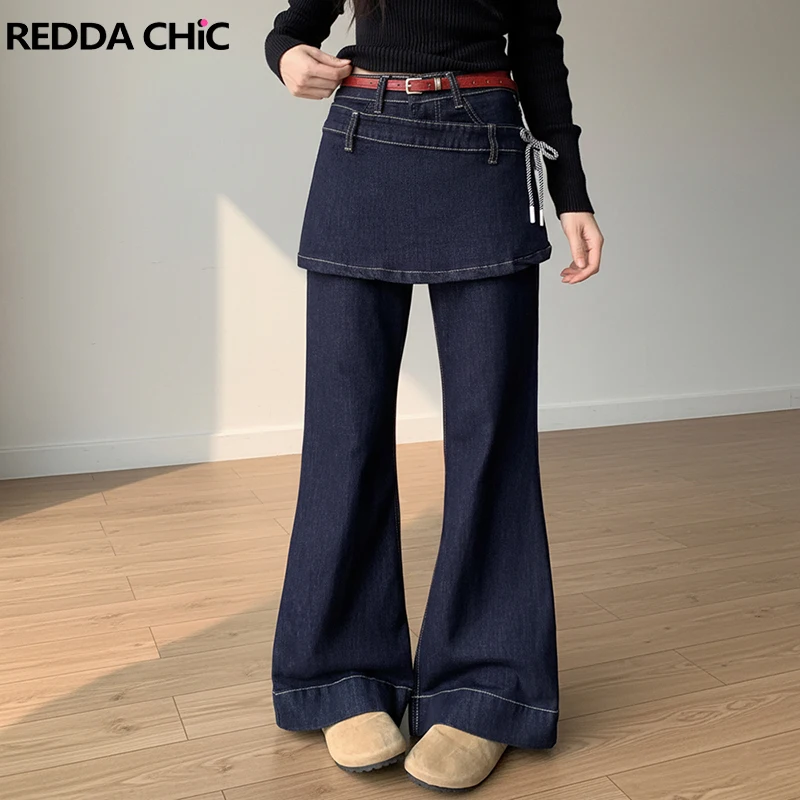 REDDACHiC Wrap Skirt Flared Jeans for Woman Bowtie Low Waist Wide Leg Solid Bootcut Denim Pants Korean Fashion Vintage Bottoms
REDDACHiC Wrap Skirt Flared Jeans for Woman Bowtie Low Waist Wide Leg Solid Bootcut Denim Pants Korean Fashion Vintage Bottoms
