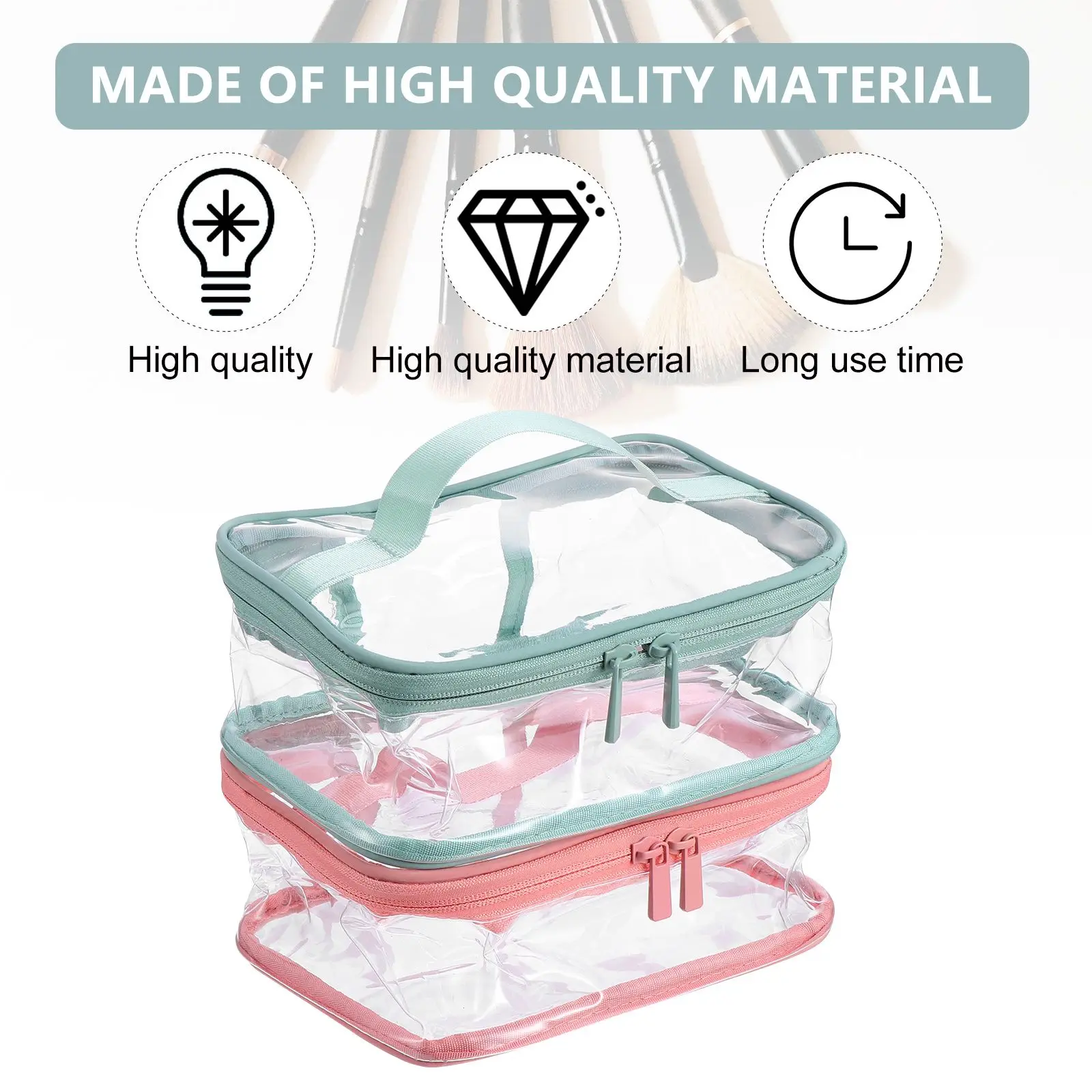 2Pcs PVC Transparent Cosmetics Lightweight Waterproof Travel Toiletry Bag Storage Pouch Makeup Brush ganization
2Pcs PVC Transparent Cosmetics Lightweight Waterproof Travel Toiletry Bag Storage Pouch Makeup Brush ganization
