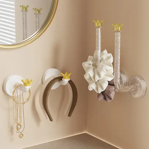 Crown Wall-mounted Hat Holder Multi-purpose Hair Rope Jewelry Necklace Bracelet Organizer Stand Rack Key Hanger Storage Hooks