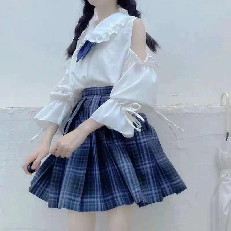 Lolita Sle ort Sve White irt Women's Inner Wear Doll Collar oulder Bared Button up Pure Color irt Ladies Faion
Lolita Sle ort Sve White irt Women's Inner Wear Doll Collar oulder Bared Button up Pure Color irt Ladies Faion