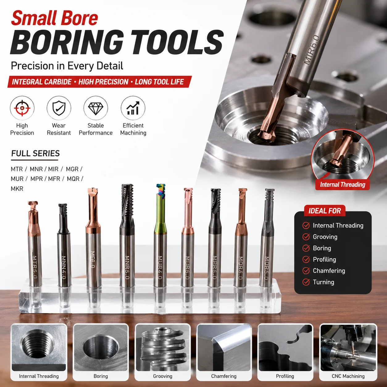 CNC Carbide Single Tooth Thread Milling cutter 1 3 Full Tooth M1.2 M1.6 M2 M2.5 M3 M4 M5 M6 M8 M10 M12 Thread milling for steel
CNC Carbide Single Tooth Thread Milling cutter 1 3 Full Tooth M1.2 M1.6 M2 M2.5 M3 M4 M5 M6 M8 M10 M12 Thread milling for steel