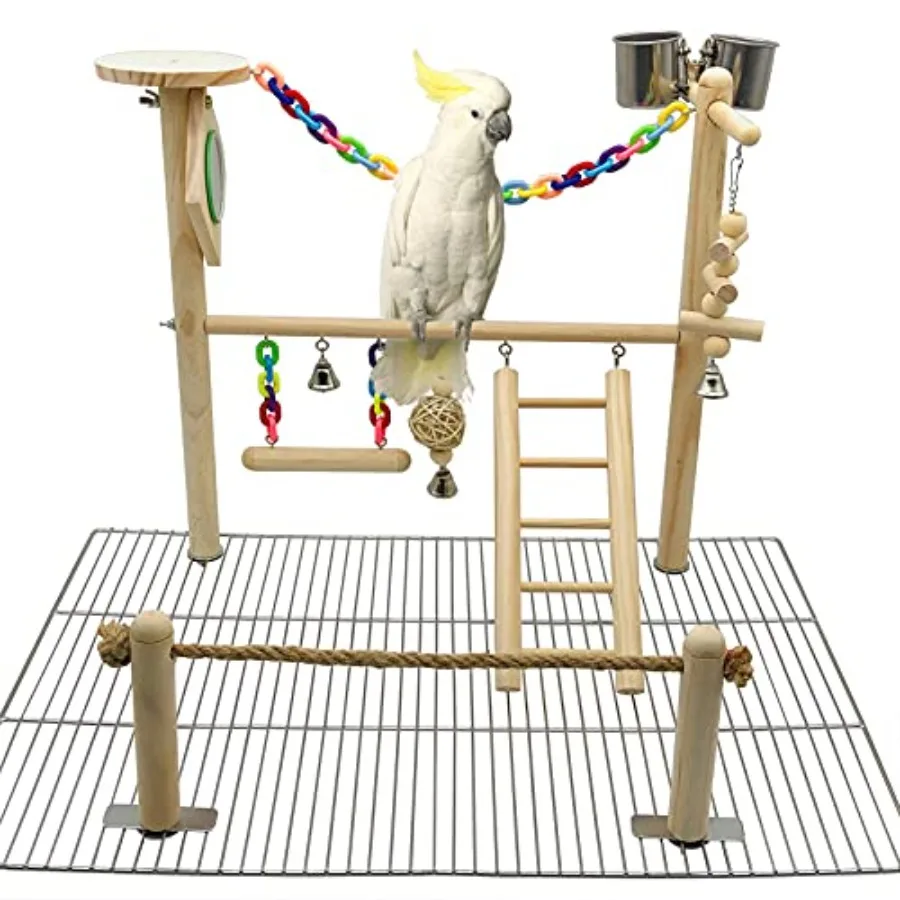 Bird Playground Top Cage Parrot Gym Hanging Chewing Toys Cage Top Play Stand for Conure Parakeets Budgie Cockatiels Lovebirds W
Bird Playground Top Cage Parrot Gym Hanging Chewing Toys Cage Top Play Stand for Conure Parakeets Budgie Cockatiels Lovebirds W