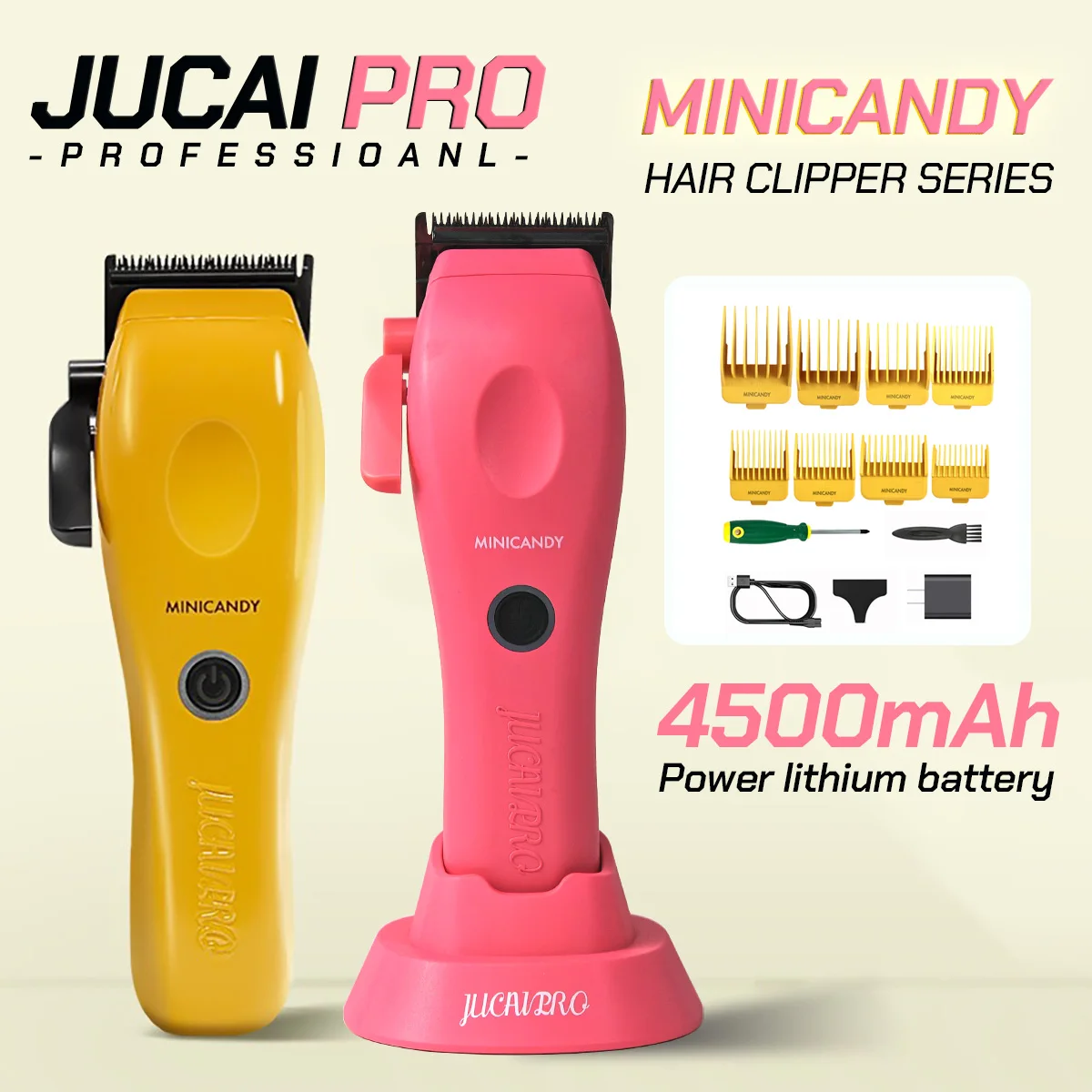 Professional JUCAI Pink JC01 Hair Clipper DLC FIXED BLADES 7800RPM 4500mAh 5 Levels Adjustment Salon with Charging Base Barber
Professional JUCAI Pink JC01 Hair Clipper DLC FIXED BLADES 7800RPM 4500mAh 5 Levels Adjustment Salon with Charging Base Barber