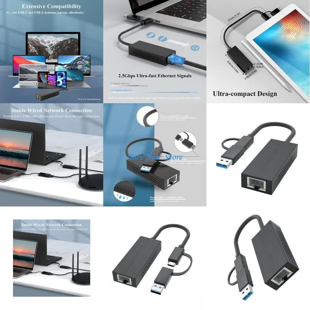 20CE 2.5 Gigabit Ethernet Converter USB or Type C to RJ45 Adapter for Computer
20CE 2.5 Gigabit Ethernet Converter USB or Type C to RJ45 Adapter for Computer