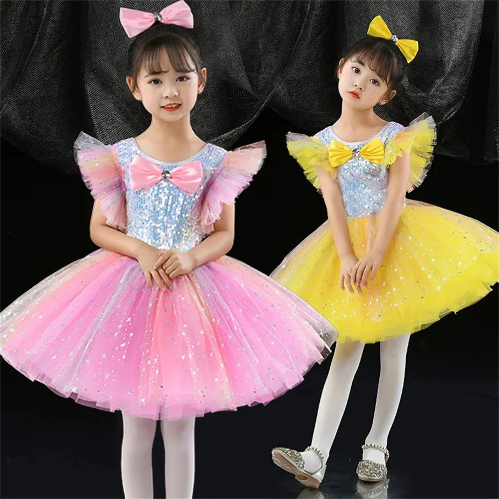 Children Sequin Princess Dress Pink Cute Modern Dance Tutu Dress Performance Clothes Ballet Skirts Jazz Dance Costume
Children Sequin Princess Dress Pink Cute Modern Dance Tutu Dress Performance Clothes Ballet Skirts Jazz Dance Costume