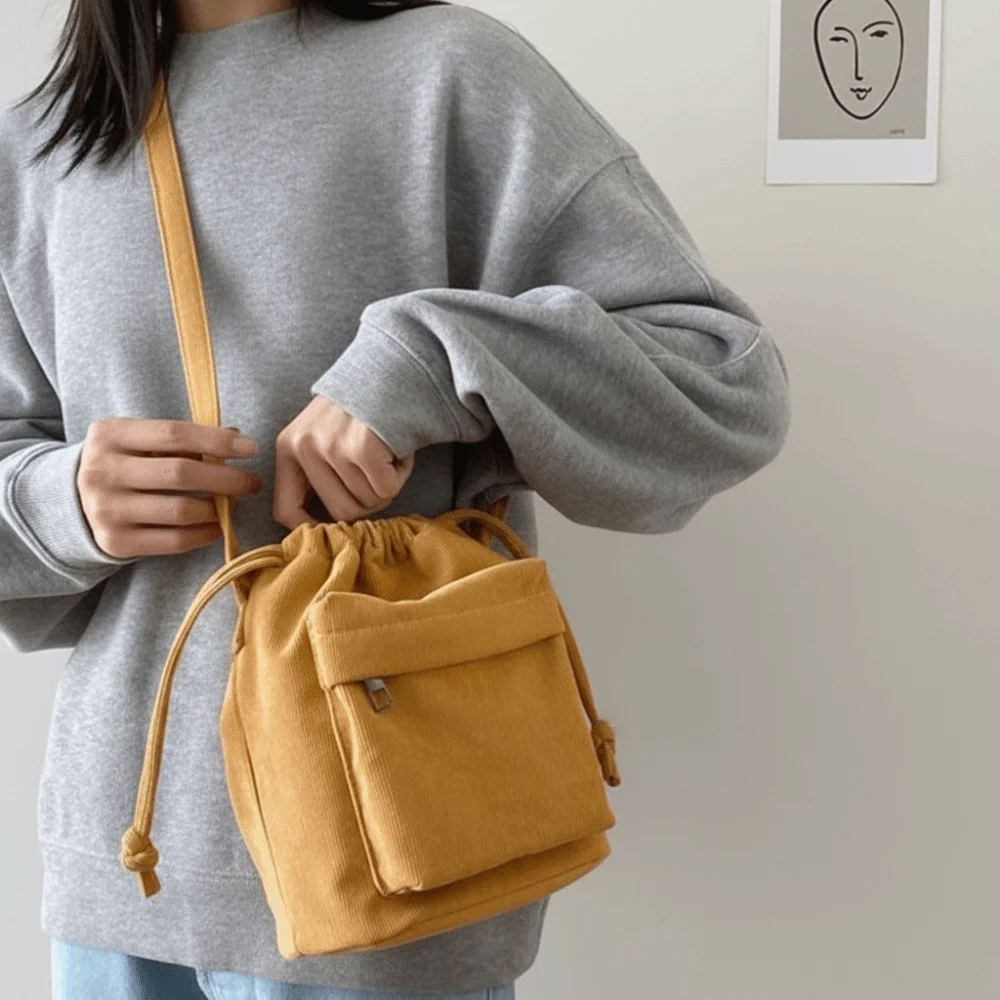 Light Weight Corduroy Women Bag Solid-colored Convenient Shoulder Bucket Bag Durable Large Capacity Drawstring Crossbody Bag
Light Weight Corduroy Women Bag Solid-colored Convenient Shoulder Bucket Bag Durable Large Capacity Drawstring Crossbody Bag
