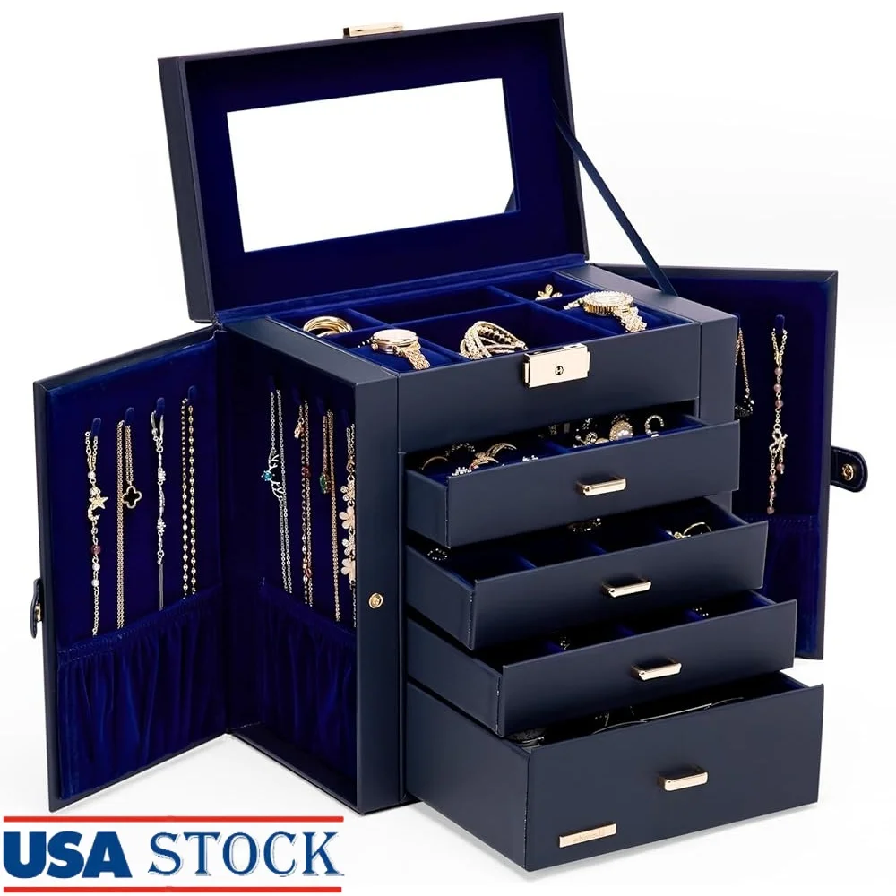 Jewelry Box Organizer Lockable Mirrored Case with Watch Pillows Drawers Necklaces Earrings Storage Perfect Mother's Day Gift
Jewelry Box Organizer Lockable Mirrored Case with Watch Pillows Drawers Necklaces Earrings Storage Perfect Mother's Day Gift