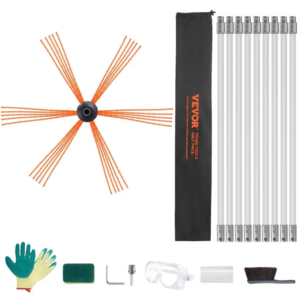 30ft Chimney Sweep Kit 9 Reinforced Nylon Flexible Rods Ergonomic Cleaning Brush 360-Degree Coverage Rich Accessories Home Use
30ft Chimney Sweep Kit 9 Reinforced Nylon Flexible Rods Ergonomic Cleaning Brush 360-Degree Coverage Rich Accessories Home Use