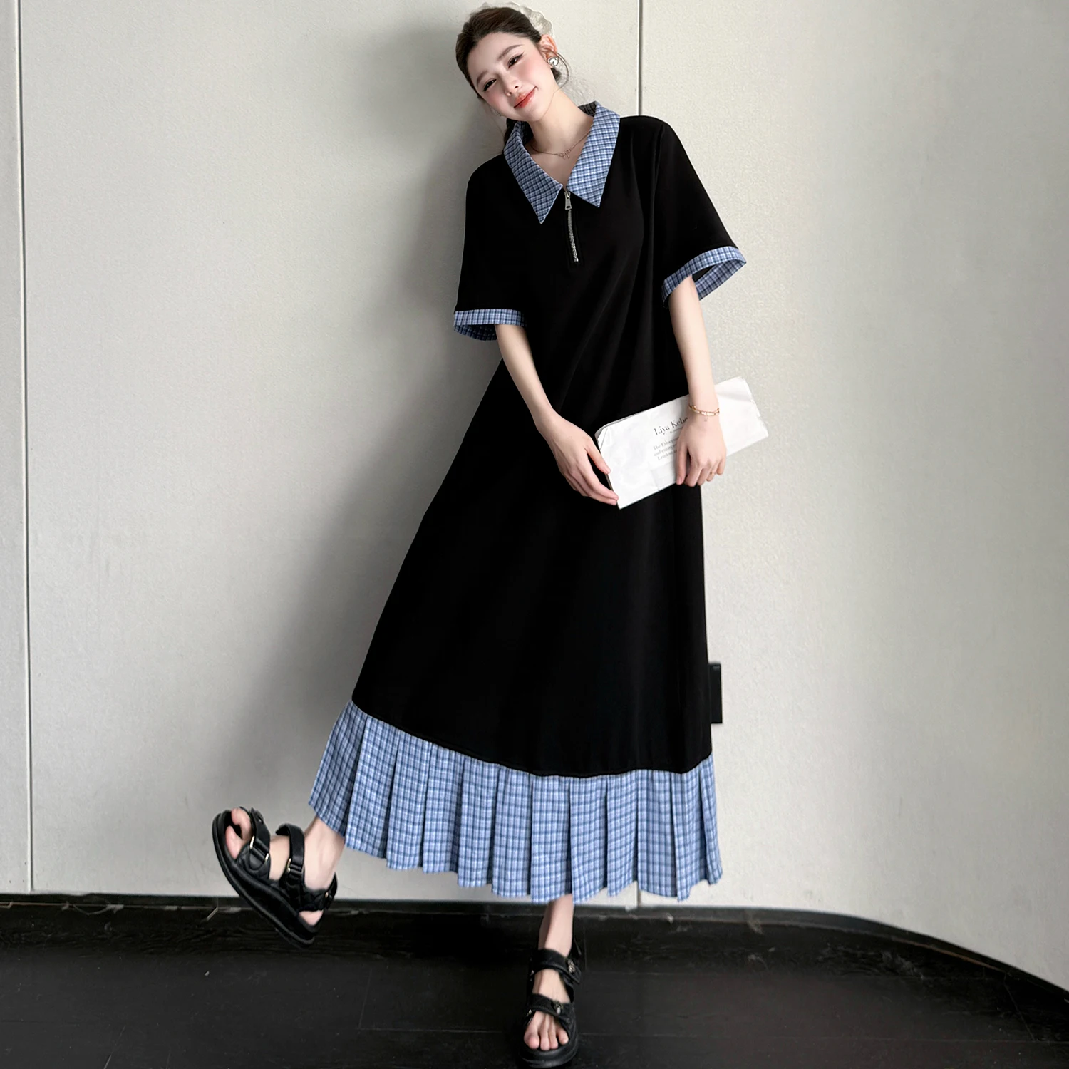 Summer New Loose Casual Collar Short Sleeve Plaid Patchwork Long Dress Korean Style Lazy Skirt City Walk Cotton Knitted ...
Summer New Loose Casual Collar Short Sleeve Plaid Patchwork Long Dress Korean Style Lazy Skirt City Walk Cotton Knitted ...