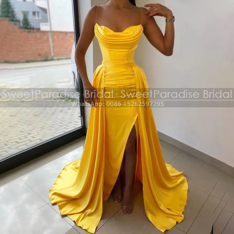 Sexy Long Mermaid Bridesmaid Dresses Customized Side Split Spaghetti Straps Gold Yellow Wedding Party Dress Maid Of Honor
Sexy Long Mermaid Bridesmaid Dresses Customized Side Split Spaghetti Straps Gold Yellow Wedding Party Dress Maid Of Honor
