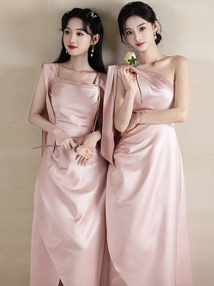 Pink Satin Bridesmaid Dress for Women Elegant Off Shoulder Bow Design Performance Dress Simple Long Wedding Guest Gowns
Pink Satin Bridesmaid Dress for Women Elegant Off Shoulder Bow Design Performance Dress Simple Long Wedding Guest Gowns