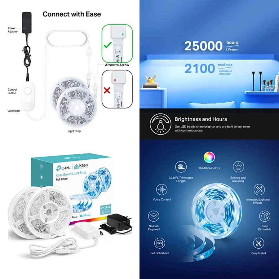 LED Light Strip, RGB, 32.8ft 2 Rolls of 16.4ft. Wi-Fi LED Strip Works w/ Alexa and Google Assistant, High Brightness, Trimmable
LED Light Strip, RGB, 32.8ft 2 Rolls of 16.4ft. Wi-Fi LED Strip Works w/ Alexa and Google Assistant, High Brightness, Trimmable