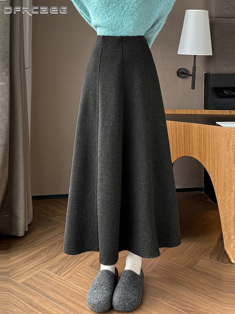 Elegant Casual Woolen Woman Long Skirt Loose Waist Winter Big Swing Office OL Gray Maxi Skirts Lady
Elegant Casual Woolen Woman Long Skirt Loose Waist Winter Big Swing Office OL Gray Maxi Skirts Lady