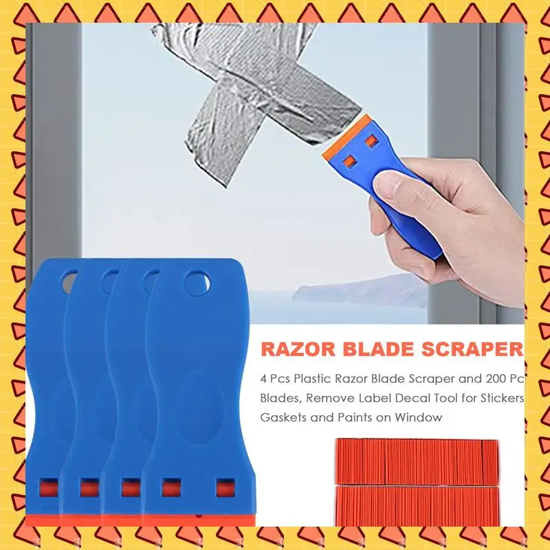 A008 4 Pcs Plastic Razor Blade Scraper And 200 Pcs Blades, Remove Label Decal Tool For Stickers, Gaskets And Paints On Window
A008 4 Pcs Plastic Razor Blade Scraper And 200 Pcs Blades, Remove Label Decal Tool For Stickers, Gaskets And Paints On Window