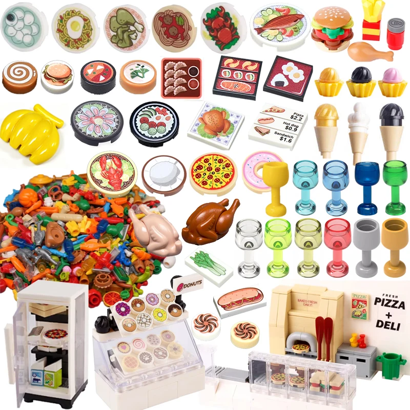 MOC City Food Building Blocks Vegetable Fruit Banana Pizza Chicken Dessert Wine Glass Printed Accessories Bricks Kids Toys N11
MOC City Food Building Blocks Vegetable Fruit Banana Pizza Chicken Dessert Wine Glass Printed Accessories Bricks Kids Toys N11