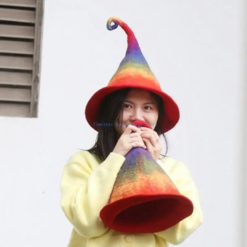 97QE Popular Wizard Hat Gradient Rainbow Witch Hat Halloween Creative Cosplay Par
97QE Popular Wizard Hat Gradient Rainbow Witch Hat Halloween Creative Cosplay Par