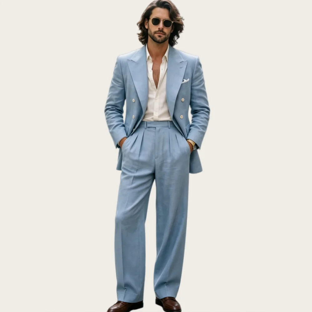 Mophiel Linen Men's Suits Double Breasted Peaked Lapel Wedding Party Suit for Men Daily Wear Business Office Blazer Customized
Mophiel Linen Men's Suits Double Breasted Peaked Lapel Wedding Party Suit for Men Daily Wear Business Office Blazer Customized