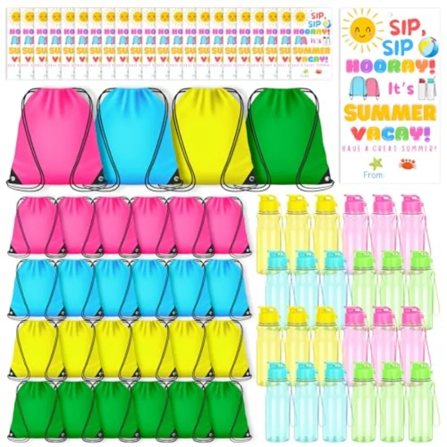 24 Set End of Year Student Gifts Bulk 17 oz Plastic Water Bottles with Cards Drawstring Backpacks Sports Classroom Graduation P
24 Set End of Year Student Gifts Bulk 17 oz Plastic Water Bottles with Cards Drawstring Backpacks Sports Classroom Graduation P