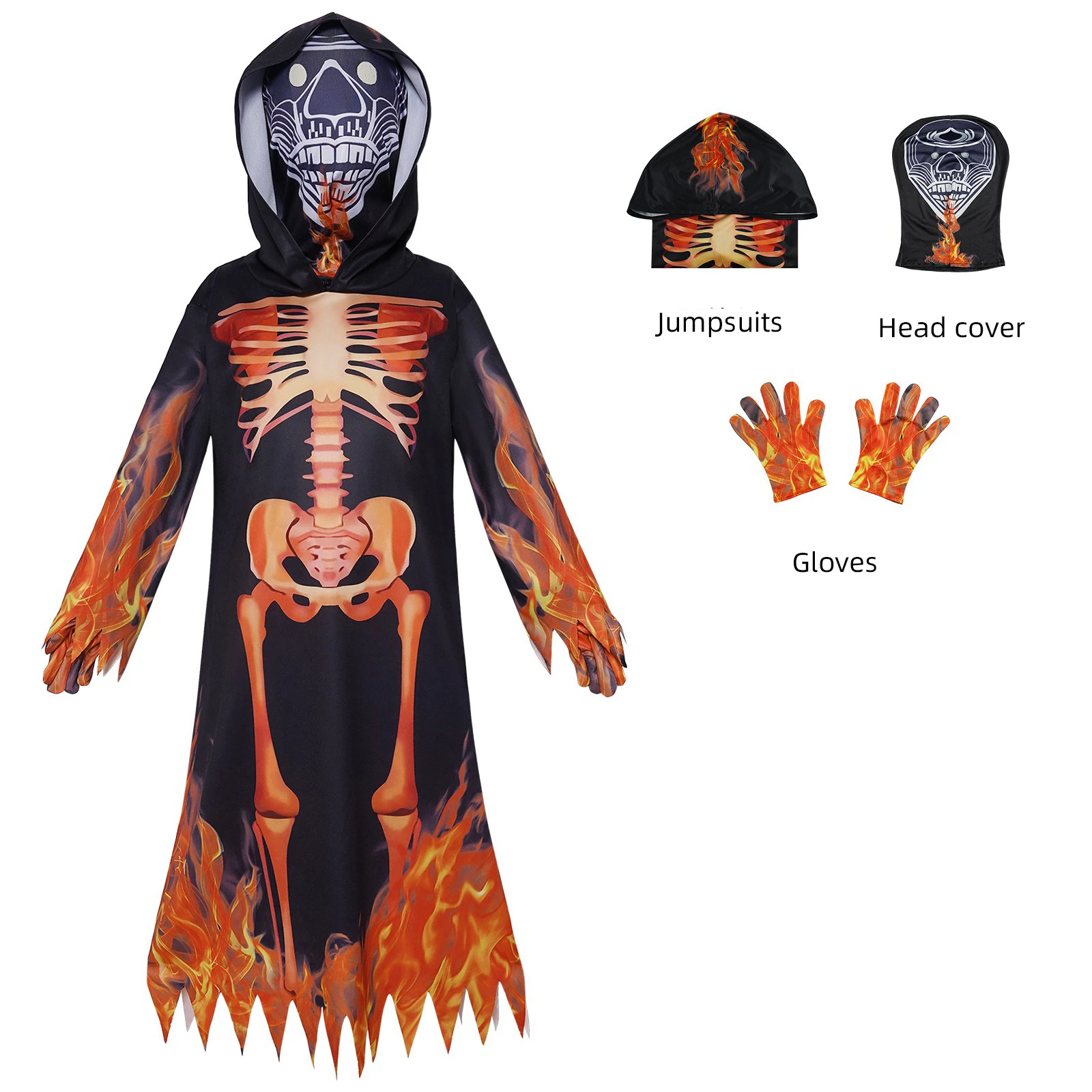 Flame Skeleton Halloween Costume Kids Girls Boy Hooded Ghost Horror Costume Punk Skull Cosplay Carnival Party Dress Mask Outfit
Flame Skeleton Halloween Costume Kids Girls Boy Hooded Ghost Horror Costume Punk Skull Cosplay Carnival Party Dress Mask Outfit