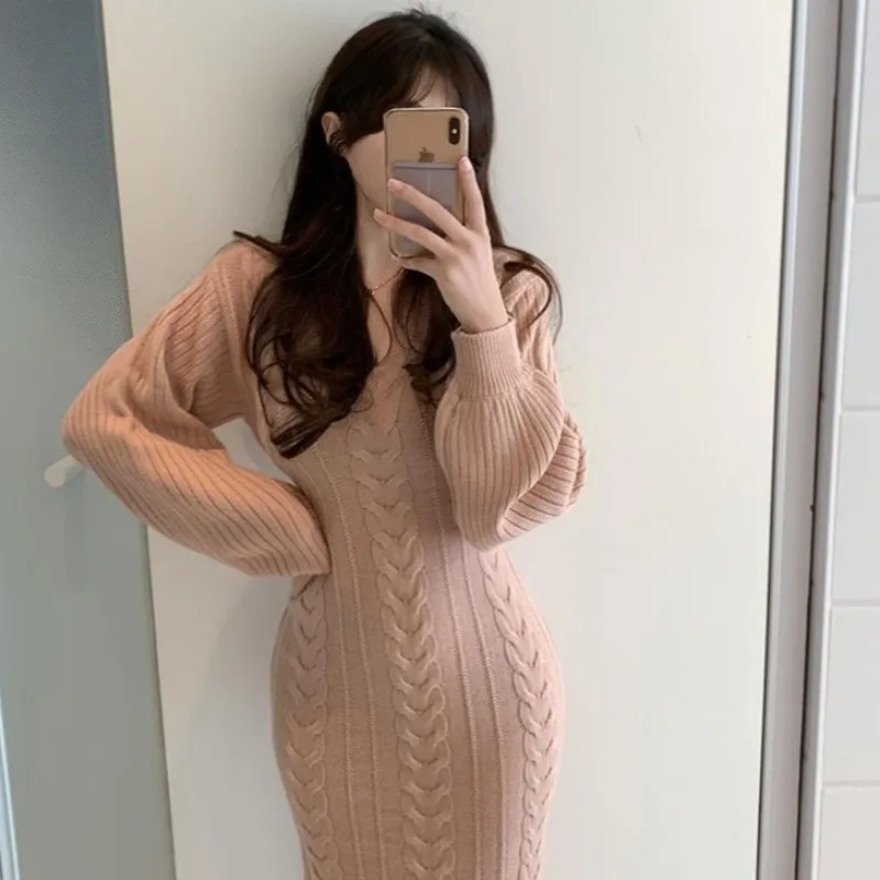 Women's V-ne Knitted Sweater Dr Mid-length Wrap Bodycon Long Skirt Ba Slit Autumn Winter Faion Casual Color
Women's V-ne Knitted Sweater Dr Mid-length Wrap Bodycon Long Skirt Ba Slit Autumn Winter Faion Casual Color