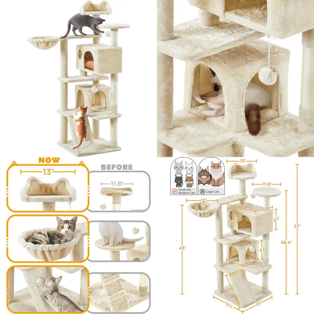 Кошачья башня для дома с высотой 57, многоуровневое кошачье дерево с 3 жерновами, 2 кондиционерами, 2 шариками и когтеточками
Кошачья башня для дома с высотой 57, многоуровневое кошачье дерево с 3 жерновами, 2 кондиционерами, 2 шариками и когтеточками