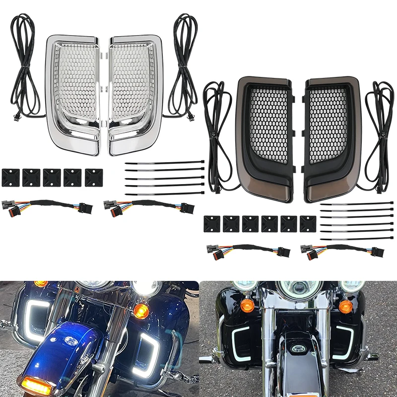 Motorcycle LED Fairing Grill Turn Signal Running Light for Harley Touring Street Glide Road Glide Electra Glide FLHTK FLTRU
Motorcycle LED Fairing Grill Turn Signal Running Light for Harley Touring Street Glide Road Glide Electra Glide FLHTK FLTRU
