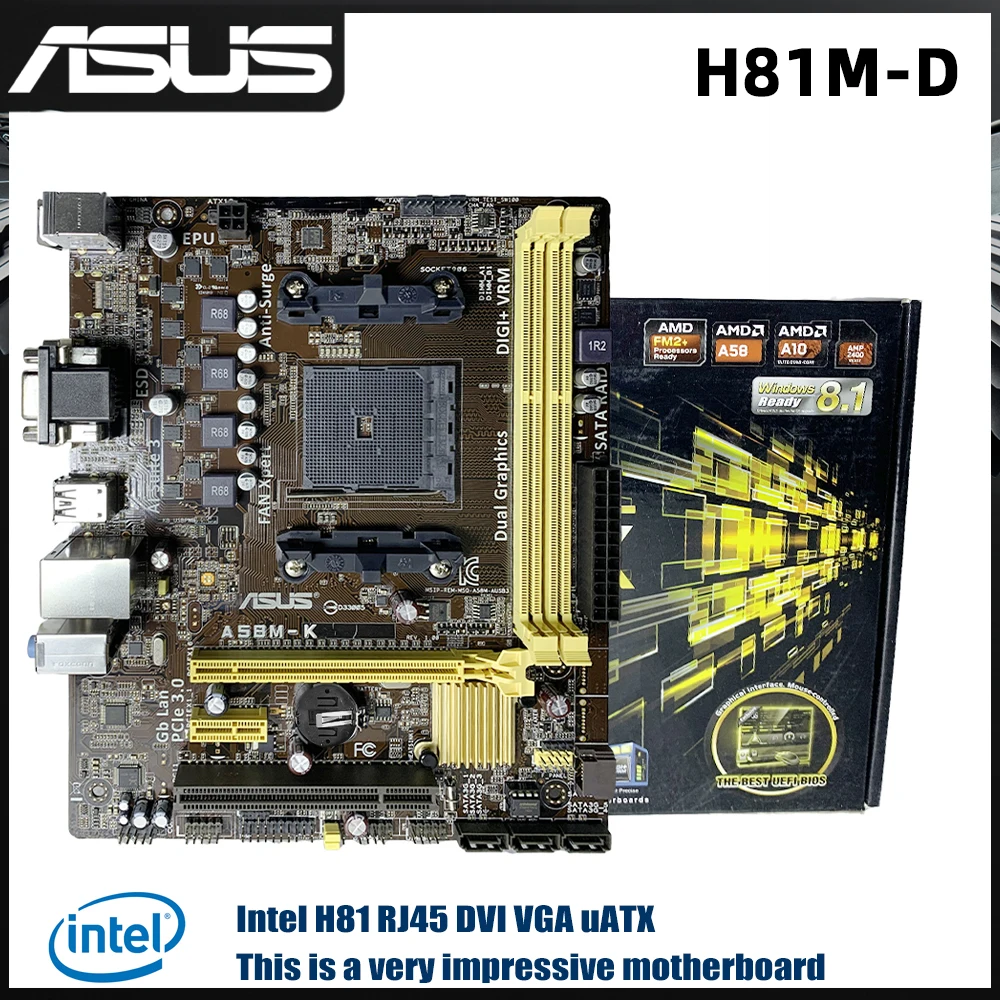 ASUS H81M-D Motherboard LGA 115 Intel H810 2×DDR3 PCI-E 2.0 USB3.0 DVI Micro ATX support Core i3-4130 i5-4690 cpu new
ASUS H81M-D Motherboard LGA 115 Intel H810 2×DDR3 PCI-E 2.0 USB3.0 DVI Micro ATX support Core i3-4130 i5-4690 cpu new