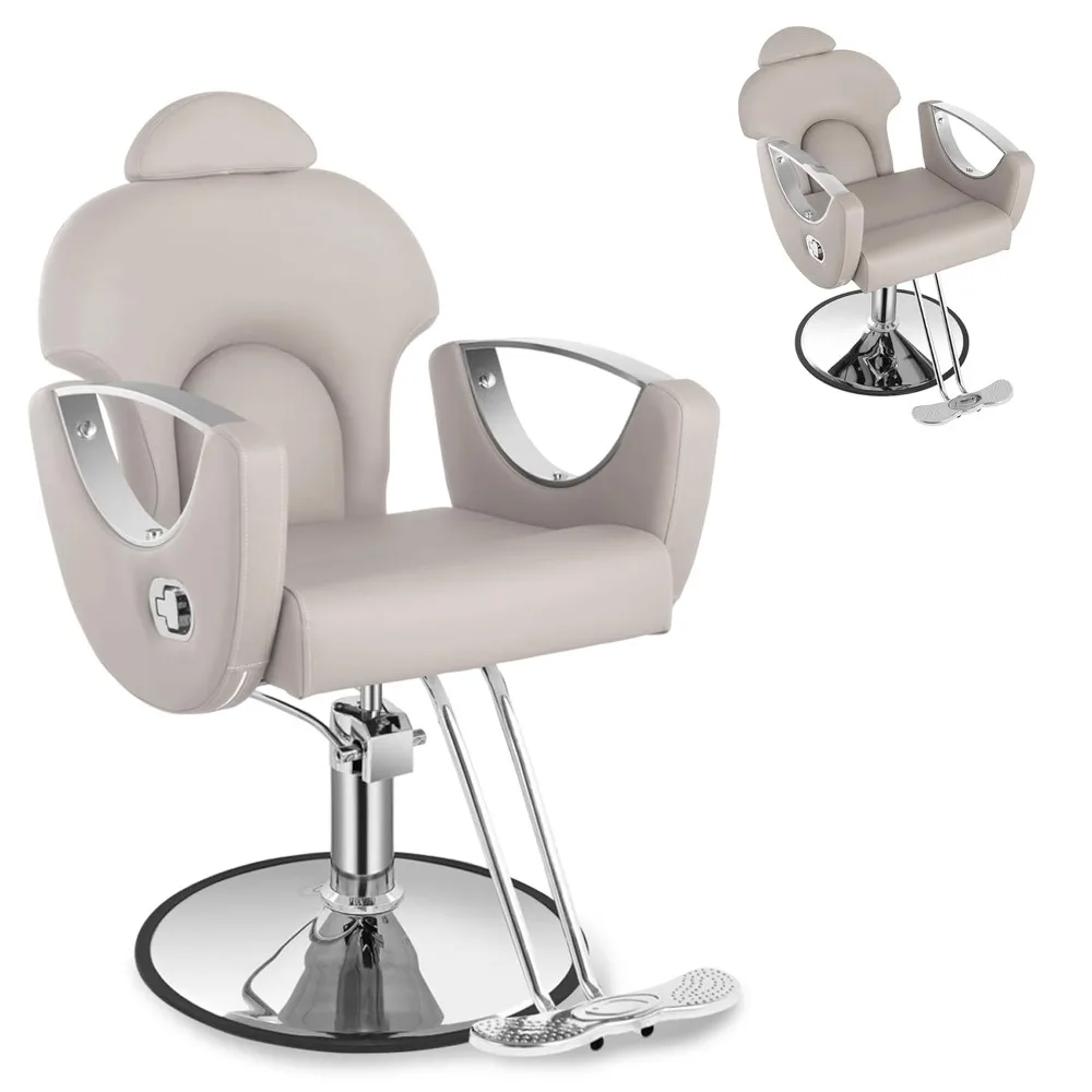Серое парикмахерское кресло с откидной спинкой для дома в парикмахерской, вращающееся на 360° кресло для укладки салона для парикмахера, регулируемое гидравлическое кресло для красоты
Серое парикмахерское кресло с откидной спинкой для дома в парикмахерской, вращающееся на 360° кресло для укладки салона для парикмахера, регулируемое гидравлическое кресло для красоты