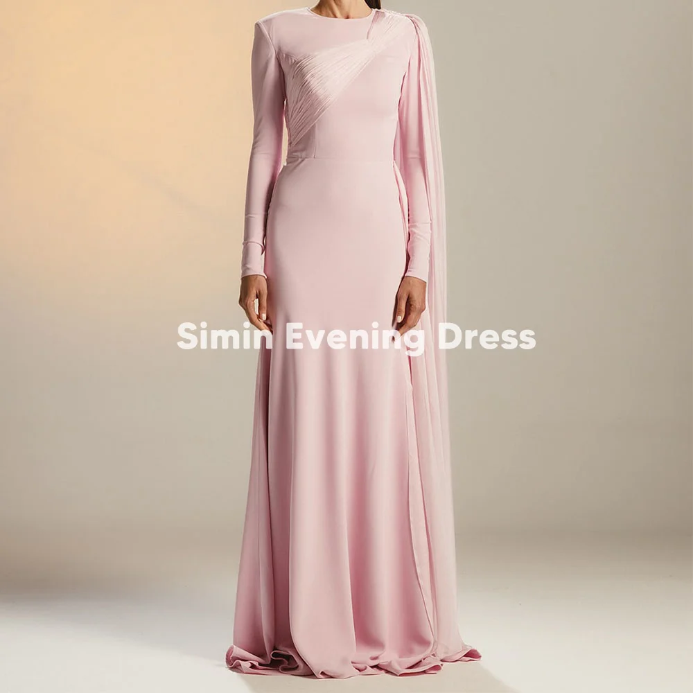 Simin Women's Crepe Crew Neck Mermaid Floor-Length Evening Dresses Long Sleeves With One-shoulder Shawl Elegant Dresses 2025
Simin Women's Crepe Crew Neck Mermaid Floor-Length Evening Dresses Long Sleeves With One-shoulder Shawl Elegant Dresses 2025