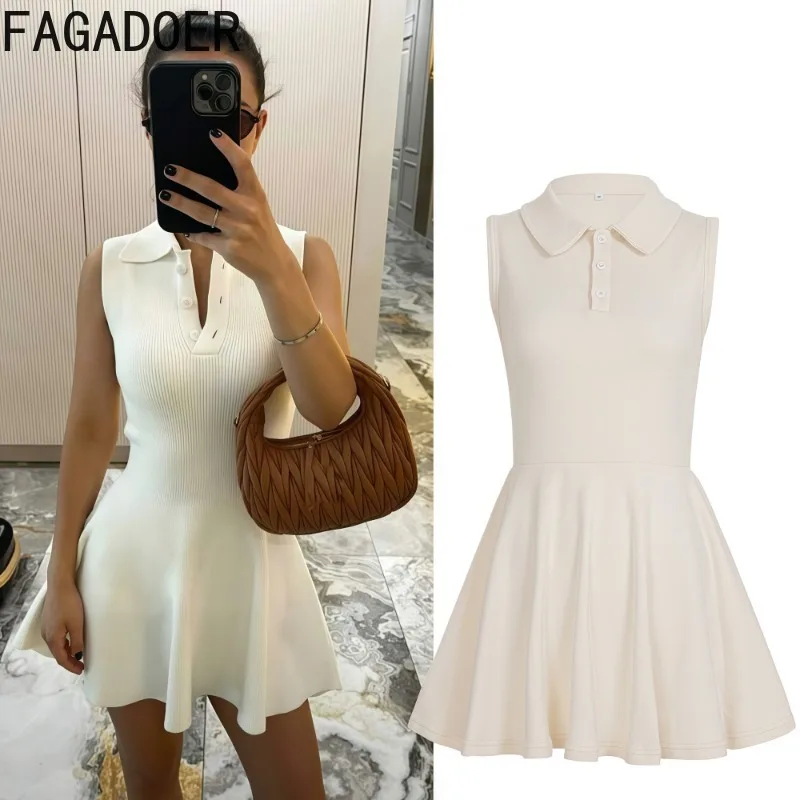 FAGADOER Summer New Fashion Ribbing Bodycon Mini Dresses Women Lapel Single Breasted Slim Sleeveless A-line Vestidos Streetwear
FAGADOER Summer New Fashion Ribbing Bodycon Mini Dresses Women Lapel Single Breasted Slim Sleeveless A-line Vestidos Streetwear