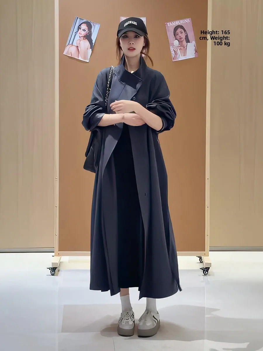 Slim Fit Knee-Length Coat for Women Stand Collar Single Button Waist-Cinching Korean Style Commute Polyester Fiber Long Sleeve
Slim Fit Knee-Length Coat for Women Stand Collar Single Button Waist-Cinching Korean Style Commute Polyester Fiber Long Sleeve