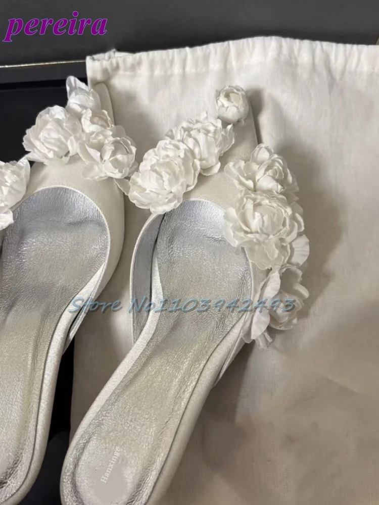 Multi Flower Wedding Sandals Satin Pointed Toe White Pull On High Heel Solid Slip On Blossom Shallow Outdoor Dress Party Mules
Multi Flower Wedding Sandals Satin Pointed Toe White Pull On High Heel Solid Slip On Blossom Shallow Outdoor Dress Party Mules