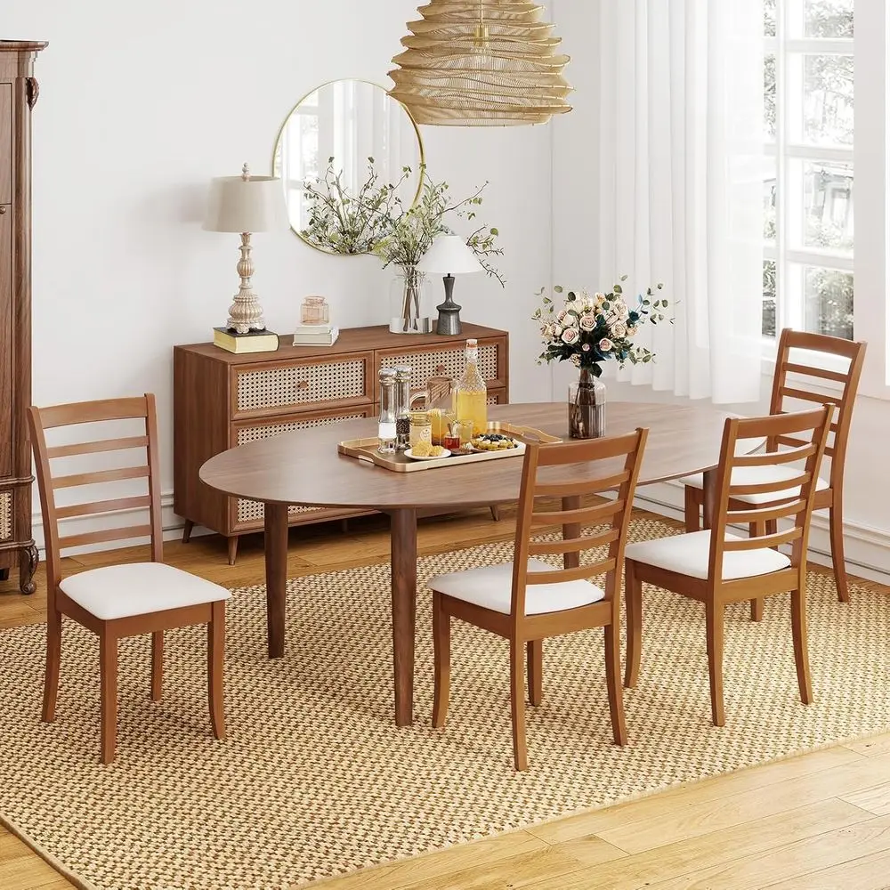 Set of 4 Upholstered Dining Chairs with Rubberwood Legs and Slatted Backs
Set of 4 Upholstered Dining Chairs with Rubberwood Legs and Slatted Backs