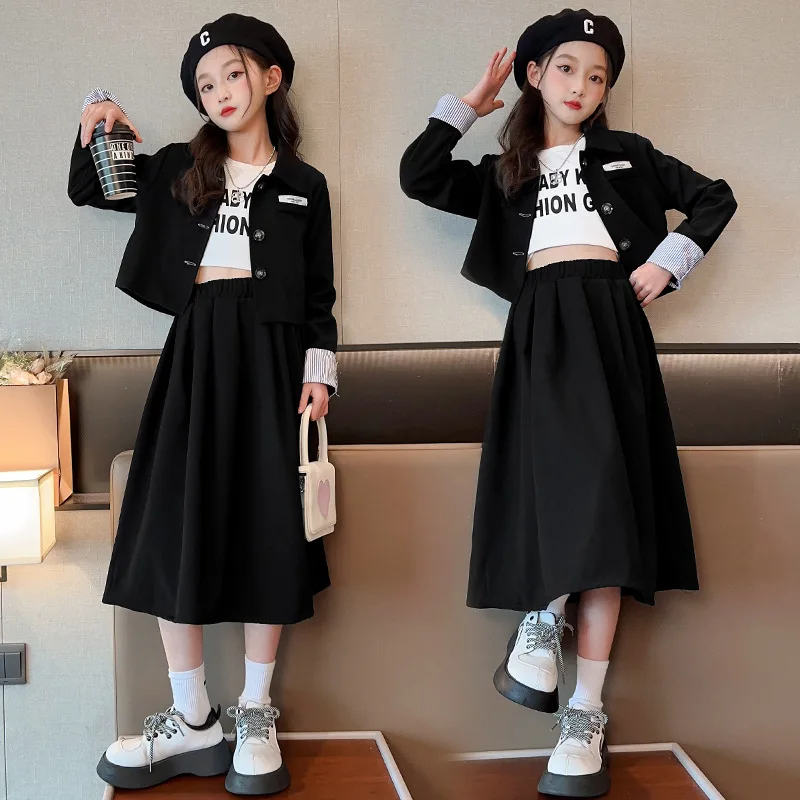 Spring Autumn Girl Children's Top And Bottom Set Junior Girl Single-breasted Sport Coats+A-line Skirt School Girl 2-Piece Sets
Spring Autumn Girl Children's Top And Bottom Set Junior Girl Single-breasted Sport Coats+A-line Skirt School Girl 2-Piece Sets