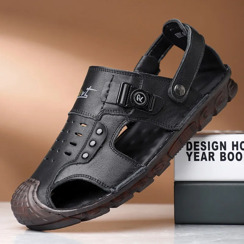 Men's First Layer Cowhide Closed Toe Sandals Summer Casual Slippers Non-Slip Soft Beach Shoes for Outdoor Daily Walking
Men's First Layer Cowhide Closed Toe Sandals Summer Casual Slippers Non-Slip Soft Beach Shoes for Outdoor Daily Walking